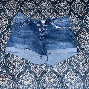 YMI Dark Blue Jean Shorts with Button Detail